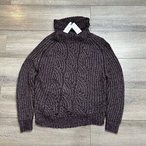 Dynamite Womens Long Sleeves Turtleneck Stitch Sweater Purple Cotton Size Small